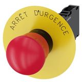 Emergency stop mushroom pushbutton, 22 mm, round, plastic, red, 1 NO + 1 NC