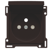 Finishing set for socket outlet with hinged lid, pin earthing and shutters, flush-mounting depth 28.5 mm, dark brown coated
