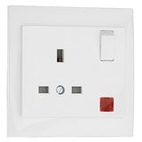 EARTH SOCK (BRITISH) W/SWITCH & PILOT LAMP WH