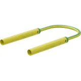 Safety measuring lead with (4 mm lamella plug, straight) to (4 mm lamella plug, straight), 2 m, yellow/green, PVC, 1.0 mm², CAT II, 66.1054-20020