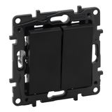 2-GANG 1-WAY PUSH-BUTTON 6A AUTOMATIC TERMINALS BLACK