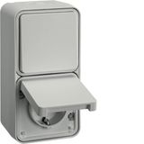 Combination socket outlet + changeover switch with housing, W.1, polar white
