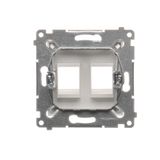 Quadruple socket outlet with Schuko earthing and shutters, surface mounted - Scandinavian version, (Complete product), 16A, 250V, quick connection, aluminum, metallized