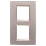 LUX INTERNATIONAL PLATE - IN GLASS - 2+2 MODULES VERTICAL - PERLY GRAY - INNER FRAME MATT LIGHT BRONZE - CHORUSMART