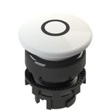 Illuminated white mushroom pushbutton, with marking