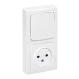 Single-touch switch + groundless socket Complete surface-mounted switchgear - White