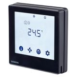 RDF800KN/VB - Flush mount touch KNX room thermostat for 2-/4-pipe FCU with on/off output and 2x universal input, fit for both round and square conduit boxes, black