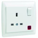 EARTH SOCK (BRITISH) W/SWITCH & PILOT LAMP WH