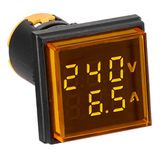 Volt-ampere. 22.5 mm, 50–500 V, 0–100 A AC, yellow, square.
