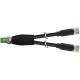 Y-distributor M8 male  / M8 female 0° A-cod. PVC 3x0.25 bk 1m