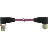 M12 male 90°/M12 fem. 90° A-cod. PUR AWG24+22 shielded vt +drag ch. 5m