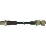 M12 male 0° / M12 female 0° A-cod. LED PUR 5x0.34 bk +drag ch. 0.6m