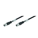 System cable, M12 D-code – IP 67 straight pin, M12 D-code – IP 67 straight pin, Cat.5 (ISO/IEC 11801) / Cat.5e (TIA T568-B), Radox GKW S, 12 m