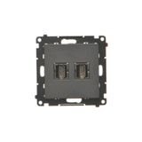 HDMI double socket, module, black matt, HDMI Standard: HDMI 1.4