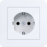 SCHUKO wall socket with cover, Safety Plus, plug-in class C.1 white gloss.