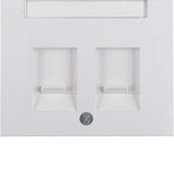 Centre plate 2 dust prot. sliders, lab. field, K.1, p. white glossy