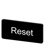 Labeling plate 12.5 x 27 mm, label black, labeling: Reset