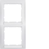 Frame 2gang vert., lab. field, S.1, p. white, matt, plastic