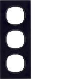 Frame 3gang, flat, R.8, glass black