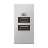 Arteor 1 module USB two ports C+C - 3A- 15W - Soft Aluminum