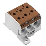 Potential distributor terminal, Screw connection, brown, 95 mm², 232 A, 1000 V, Number of connections: 6, Number of levels: 1