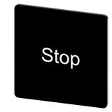 Labeling plate 27 x 27 mm, label black, labeling: Stop