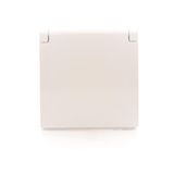 Cover for single socket outlet with earthing IP44 - same color flap & cover, white