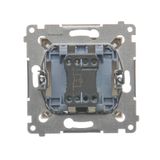 Double two-way switch with indicator light, LED not replaceable Color: blue, (module), 10AX, Screw, beige