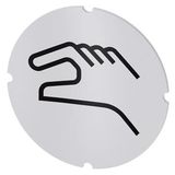 Inscription plate for illuminated pushbutton, round, milky with black font, with graphic symbol: manual operation