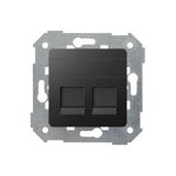 Double Keystone flat IT/telephone socket cover, Graphite