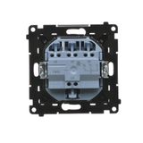 Single socket outlet without earthing, with shutters, Push In system, (module), Simon 24, IP20, 16A, black matt