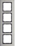 Frame 4gang vert., B.7, stainless steel/ant. matt, metal brushed