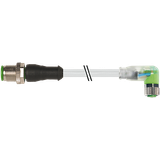 M12 male 0° / M8 female 90° A-cod. LED PUR 4x0.25 gy +drag ch. 5m