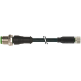 M12 Power male 0° L-cod./ M8 female 0° A-cod. PUR 4x0.34 bk 5m