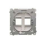 Single socket outlet with Schuko earthing, with shutters, Inox, metallized, 16A