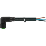M8 female 90° A-cod. with cable Lite PUR 3x0.25 bk UL/CSA+drag ch. 10m