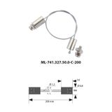 Suspension steel cable, 1.2x200mm, ended with a roller 14 x 8.8mm M4