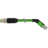 M12 male 0° D-cod. / RJ45 45° right shielded PUR 1x4xAWG22 gn 1.5m