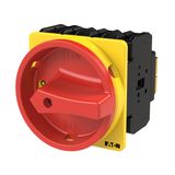 P3 Main switch, 80 A,Flush mounting, 4 pole, Form EA/SVB, Red, Door co