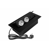 Furniture socket, 2xSHUKO, USB A+C, with cable, black