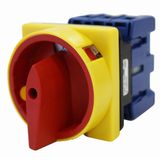 Emergency-Stop Main Switch, front, 4 hole mount, 3-pole, 40A