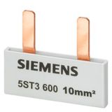 Pin busbar, 10 mm2 connection: 2x 1-phase touch-safe