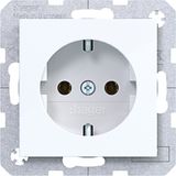 SCHUKO wall socket, screw lift terminals, A.x/C.x, light white glass.