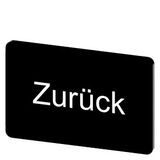 Labeling plate 17.5 x 27 mm, label black, labeling: Zurück