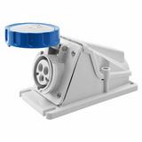 CEE Angled Socket 2P+E 16A 230V 6h IP67 Blue