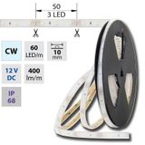 LED strip SMD3528 cold white, 60LED/m, IP68, DC 12V, 10mm, 5m