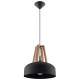HANGING LAMP CASCO BLACK/NATURAL WOOD E27 1X60W IP20