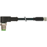M12 male 90° / M8 female 0° A-cod. PUR 3x0.25 bk UL/CSA+drag ch. 0.5m