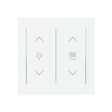 LFDW/A.2.70.1-44M Cover plate with legend with Symbol "arrows/venetian blind" and "dimmer" studio white matt - Trevion®