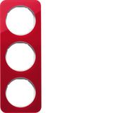 Frame 3gang, R.1, red trans./p. white glossy, acrylic